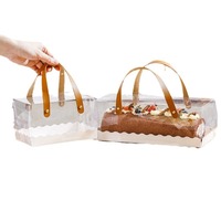Boîte d'emballage rectangulaire pour gâteau roulé suisse avec poignée