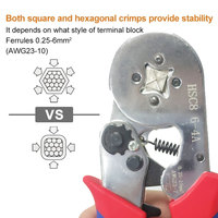 Tang ujung kabel Ferrule Mini tekanan dingin Crimp kuningan Crimper HSC8 6-4A VE Tubular Terminal alat Crimping tang