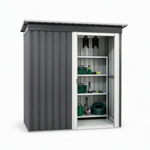 Caseta de Almacenamiento para Jardín de Acero Galvanizado, 5.3x2.8 pies (162x85cm), con Puerta Corredera con Cerradura, Impermeable, para Herramientas, para Patio Trasero - Product Image 1