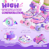 PAPAISON Patins à roulettes quad d'extérieur à roues en PU haute résilience 82A pour enfants et adolescents, taille réglable, roulements ABEC-7, légers
