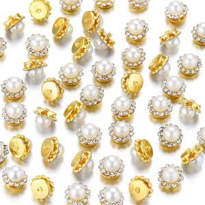 Garra de ouro pérola com contas de strass para broche botão bowknot, joalheria DIY - Product Image 1