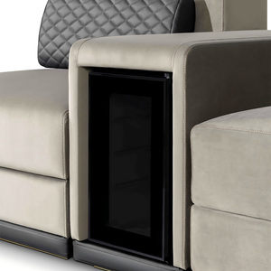 Muebles Italianos Foshan, Juego de Sofás Modulares de Cuero Genuino de Lujo en Forma de L, para el Hogar, Modelo DV-OTHOMSON-BOCAS, Producto Italiano - Product Image 6