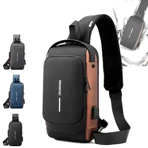 Mode personnalisée antivol de créateur avec verrouillage par mot de passe sac de poitrine étanche de voyage USB pour hommes sacs à bandoulière sac à bandoulière