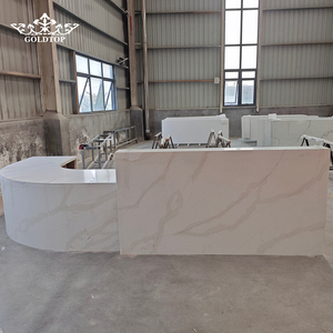 Plans de travail en quartz blanc Calacatta <span class=keywords><strong>Paris</strong></span> FT 5059, design moderne, sur mesure, avec veinage apparent, pour la construction et l'hôtellerie, par Goldtop ODM/OEM - Product Image 5