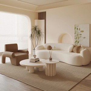 Sofá modular Seccional <span class=keywords><strong>de</strong></span> un asiento <span class=keywords><strong>de</strong></span> tela <span class=keywords><strong>de</strong></span> estilo crema <span class=keywords><strong>de</strong></span> forma especial curvada para tiendas <span class=keywords><strong>de</strong></span> ropa <span class=keywords><strong>de</strong></span> gama alta Salones <span class=keywords><strong>de</strong></span> belleza Descanso en la oficina - Product Image 4