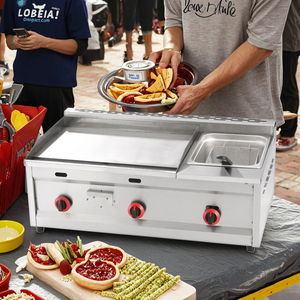 Bếp nướng mặt phẳng bằng gas chất lượng cao, bằng thép không gỉ, dùng cho thương mại, để bán - Product Image 2