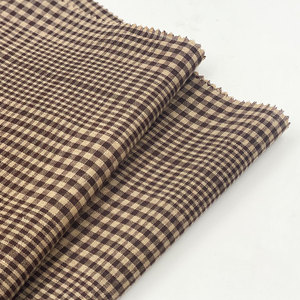 Summer Lightweight Khaki Brown Check Plaid TC 65% Poly 35% Baumwolle Schuluniform Stoff für Kinder Garn gefärbtes Kleid Philippinen - Product Image 1