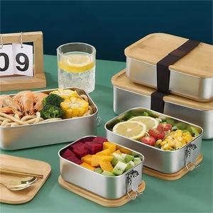 304 Stainless Steel >3 Compartments Cute Heatable Leak-Proof Microwave-Safe Bento <b>Box</b> Plastic Lid Grade Thermos <b>Lunch</b> <b>Box</b> - Product Image 5