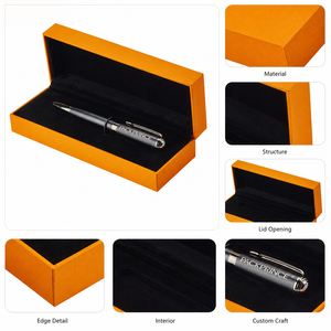PACKPRINCE Premium <b>Pen</b> Gift <b>Box</b> Rigid Matte Orange Rectangle Custom Printing High-End Satin Liner Gift Packaging - Product Image 3
