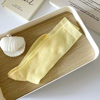 Chaussettes mi-mollet personnalisées en coton fin, respirantes, couleur unie macaron, chaussettes amples pour femmes