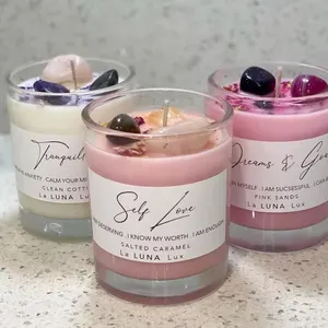 new design natural soy private label premium crystal candle with flower