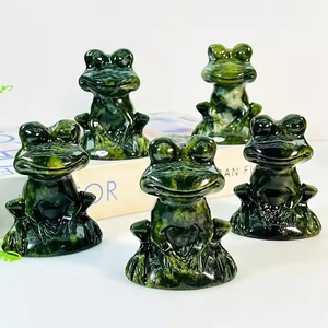 Wholesale Obsidian Green <strong>Jade</strong> Frog Animal Crystal Crafts Natural Healing <strong>Stones</strong> Carving for Home Decoration and Gifts - Product Image 5