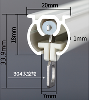 Rail de rideau compact en aluminium silencieux 2,2 mm, robuste et silencieux, avec glissières en téflon, installation facile pour la maison et l'hôtel