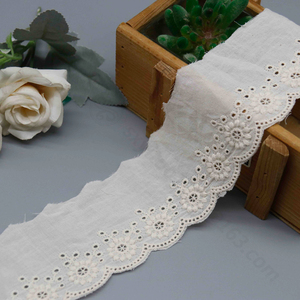<span class=keywords><strong>Pizzo</strong></span> Floreale Vintage Eco-Friendly con Bordo Ondulato Ricamato per Abiti e Tessili per la Casa - Product Image 3
