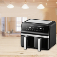 Friteuse à air intelligente multifonctionnelle personnalisée OEM de 10 litres four carré sans huile numérique double de haute qualité en acier inoxydable vente en gros