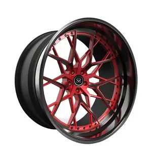 New Double Color Black Red Deep Dish 19 20 Inch Rims Staggered Alloy Forged Wheels For Mercedes Benz