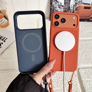 Étui en tissu tressé pour <span class=keywords><strong>iPhone</strong></span> Air 12 13 <span class=keywords><strong>14</strong></span> 15 16 17 Pro Max avec recharge sans fil, technologie magnétique et cordon de suspension croisé - Product Image 5