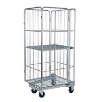Cage à roulettes pliable industrielle logistique galvanisée à 4 côtés, emboîtable, en fil métallique
