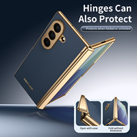 VIETAO Luxuriöse Galvanisch Vergoldete PU-Leder Handyhülle für Galaxy Z Fold 8 Ultra 7 6 5 4 Hochwertige Rutschfeste Gewebte Textur