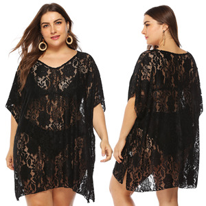 Factory <strong>Plus</strong> <strong>Size</strong> Women Summer Sexy See Through Lace Mesh <strong>Beach</strong> <strong>Cover</strong> <strong>Ups</strong> - Product Image 1