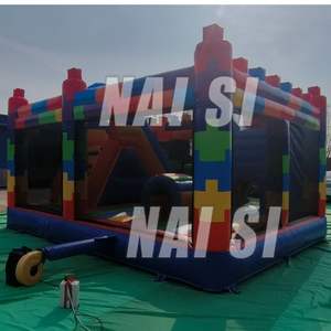 Château gonflable commercial à thème blocs, toboggan gonflable, jeux gonflables de <span class=keywords><strong>vacances</strong></span>, parc d'attractions gonflable, jeux d'extérieur pour enfants - Product Image 4