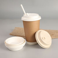 Vaso de Café Desechable de Doble Pared, Impermeable, de Papel, 8oz/12oz, Impresión Personalizada, Ecológico, Compostable, Biodegradable, para Cafetería