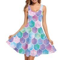 Robe d'été personnalisée à imprimé écailles de poisson pour femme, robe débardeur sans manches par sublimation, robes midi élégantes et décontractées pour filles, livraison directe