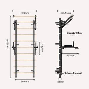 سلم خشبي متعدد الاستخدامات مع قضبان للتمارين الرياضية وملحقات للتمارين المتعددة - Product Image 5