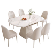 Table et chaises de salle à manger modernes rétractables, rondes et carrées, à double usage, en dalle de roche, avec pieds robustes, adaptées aux restaurants