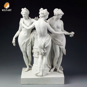 Escultura de Mármol de las Tres Gracias, Tallada a Mano, Clásica, de Tamaño Real, de Personajes Femeninos Famosos, Estilo Romano - Product Image 1