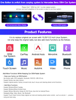 Autoradio tactile Linux ultra-fin 12,8 pouces, CarPlay sans fil, écran numérique pour Mercedes C W205 GLC X253 AB CLA GLA