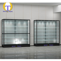 Meubles de magasin de fumée Vitrines d'exposition résistantes d'éclairage à LED en verre trempé pour vitrine de perruques de collection de magasin de détail