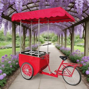 Ice Cream <b>Towable</b> Push Vending Cart with Freezer Cargo Bike Umbrella Design for Fast Food Outdoor Use - Product Image 1