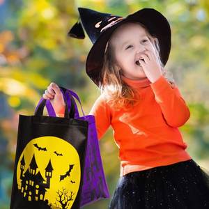 Custom Holiday Party <b>Prank</b> Skull Pumpkin Witch Candy Reusable Non Woven Tote Halloween <b>Gift</b> Bag for Kids - Product Image 5