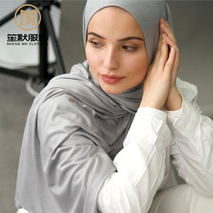 Bufanda de moda de alta calidad al por mayor de algodón mercerizado Premium Jersey Hijab mujeres musulmanas elástico rayón chal bufandas - Product Image 1