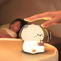 Veilleuse en silicone en forme d'ours pour gâteau d'anniversaire, petite, colorée, décorative, pour chambre à coucher, chevet, allaitement, protection oculaire pour enfants