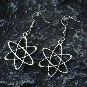 Boucles d'oreilles pendantes en argent creux en forme d'atome <span class=keywords><strong>et</strong></span> de molécule, symboles chimiques scientifiques, bijoux minimalistes pour femmes, cadeau - Product Image 4