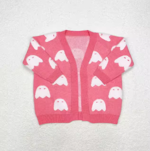 Cardigan en tricot chaud pour filles, motif fantôme et citrouille d'Halloween, manches longues, vêtement d'extérieur d'automne, vente en gros - Product Image 5