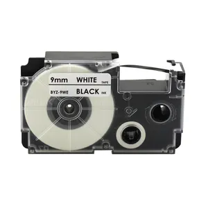 9mm שחור על לבן BYE-9WE XR-9WE תואם קלטות תווית עבור CASIO KL-60L/100/120/130/170 בתוספת/180/E300/780/820/7400/8700/8800