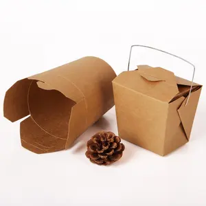 Embalagem de logotipo personalizada descartável, recipiente de macarrão de papel impresso para comida, caixa de embalagem de kekie