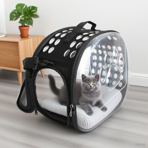 Saint Yi Cat <b>Backpack</b> Portable Transparent Pet Carrier <b>Foldable</b> Handbag for Cats Dogs All Seasons Minimalist Style - Product Image 3