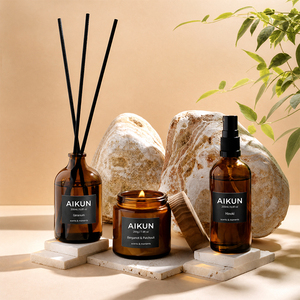 AIKUN New Arrival Luxury Scented Eco-Friendly Handmade Soy Wax <b>Massage</b> <b>Oil</b> Candle Fireless Aromatherapy <b>Set</b> Holiday Gift Box - Product Image 1