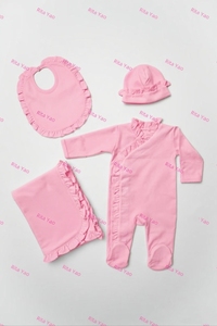 Newborn Baby Clothing Set 100% Blank Cotton Infant Girl Footie Bib Hat Blanket Set Personalized Baby Girl <strong>Coming</strong> <strong>Home</strong> <strong>Outfit</strong> - Product Image 3