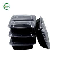 Flash BPA-vrije 2-delige wegwerp PP plastic bento lunchbox, magnetronbestendig, voor afhaalmaaltijden, 32oz