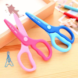 Deli Children <b>Scissors</b> All Plastic Round Tip Safe Craft For <b>Toddlers</b> 2-6 Years Blue Pink 12cm - Product Image 2