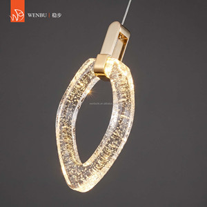 Lustre ovale en cristal à bulles, lampe suspendue de luxe en or champagne miroir pour villa - Product Image 2