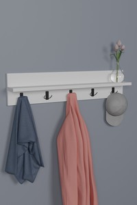 Porte-manteau mural multifonctionnel et support à vêtements de style moderne pour salle de bain et salon, en bois - Product Image 3