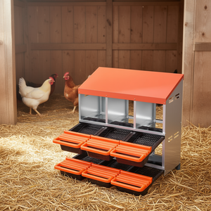 Caja de anidación metálica de 2 niveles con 6 compartimentos para gallinas, patos y aves de corral, fácil montaje, diseño desplegable. - Product Image 2