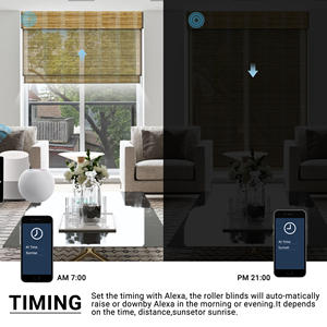 Deyi – fil de bois tissés, sans fil, herbe naturelle, bambou, jute, ramie, stores romains intelligents motorisés - Product Image 5