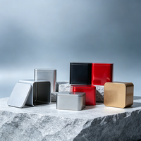 Boîte carrée en fer blanc avec couvercle séparé, plusieurs couleurs en stock, boîte métallique vide pour emballage cadeau